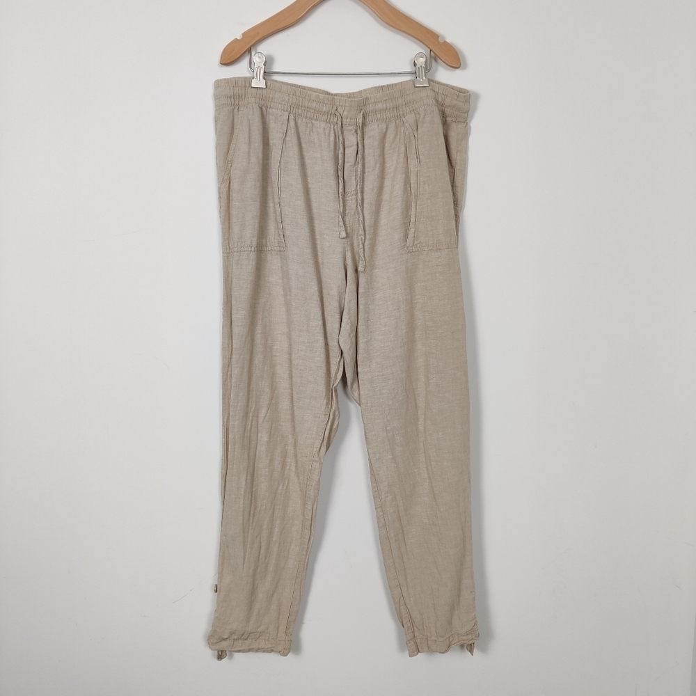 Joe Fresh Women's Beige Casual Pants Size XL Linen Cotton Peasant Bohemian Boho